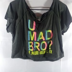 "U MAD BRO?" Women's cropped tee multicolor size small
